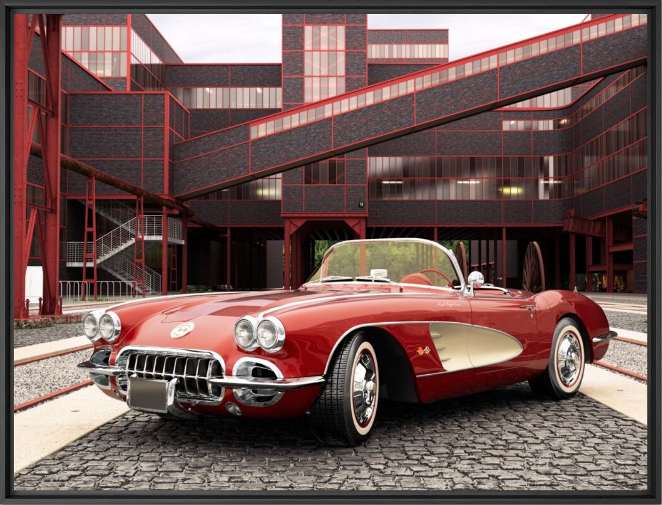 Industrial courtyard lady in red - STEPHANE GIL - Fotograf&iacute;a