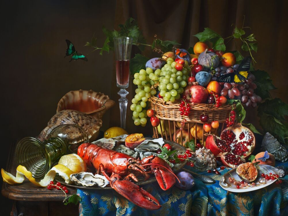 With lobster and fruits