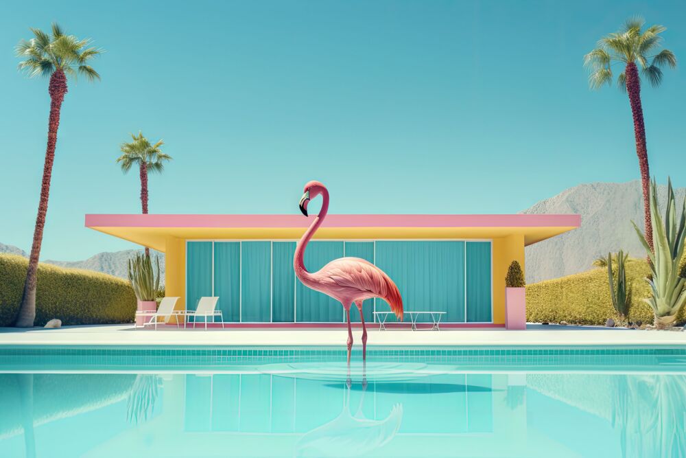 Flamingo by the pool