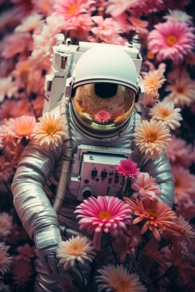 Astronaut in flowers
