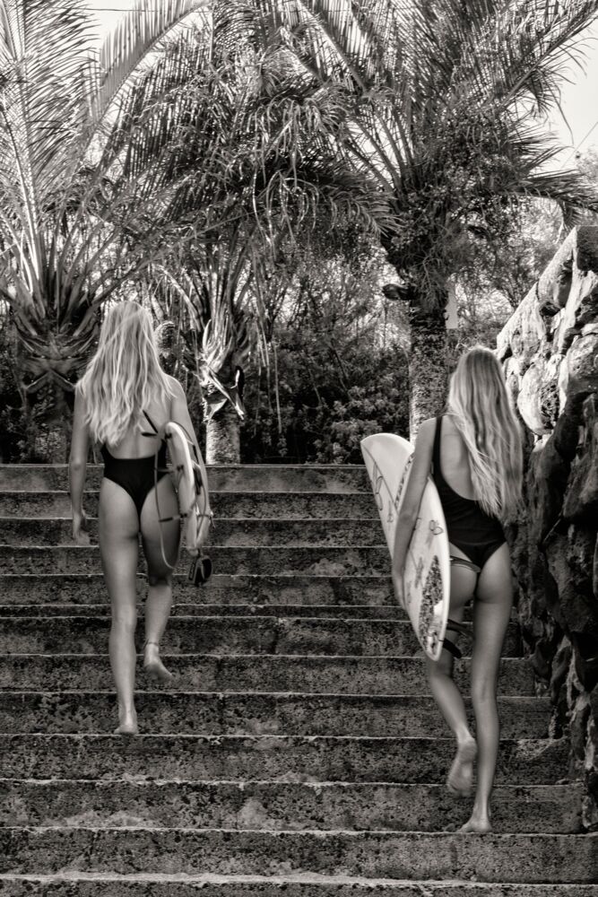 Blond on stairs