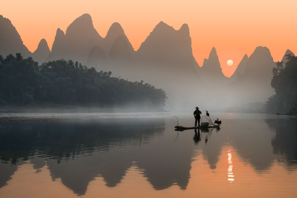 FISHERMAN AND HIS BIRDS
