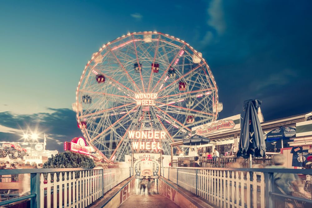 Wonder Wheel By Night Coney Island NY