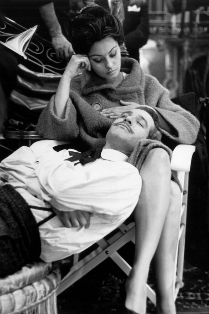 Sophia Loren et Paul Newman sur le tournage de "Lady" en 1965