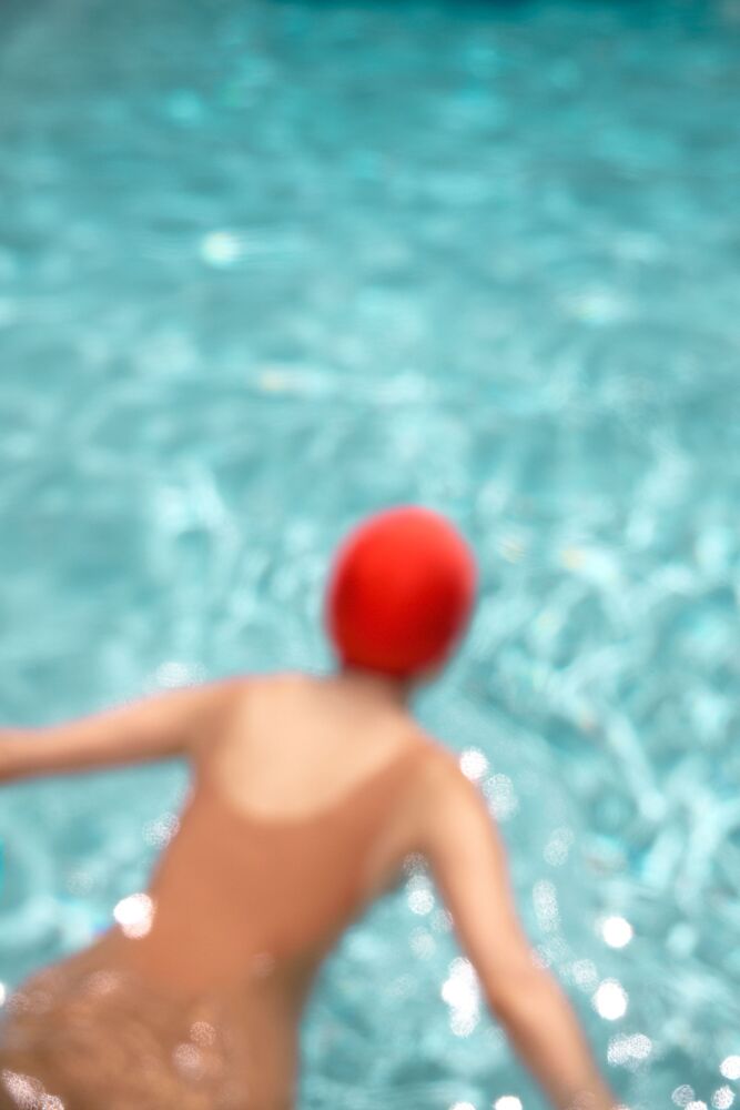 Nymph in pool blue