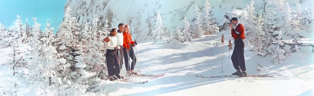SKIERS TAKING SNAPSHOTS VERMONT 1951