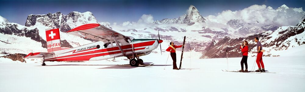 ALPS SKIERS WITH AIRPLANE 1964