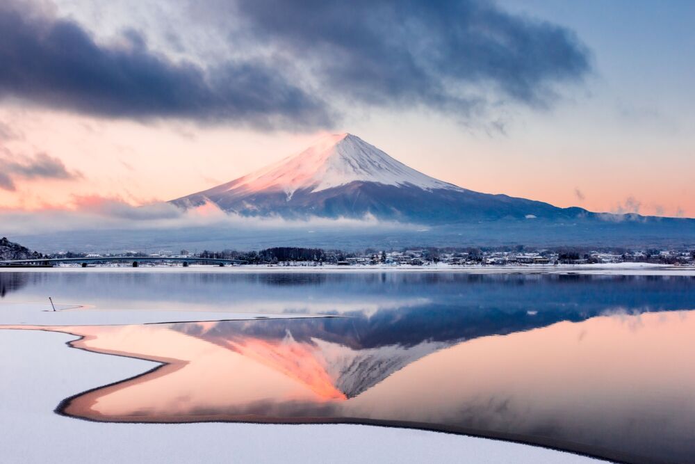 Lever de soleil d&rsquo;hiver sur le Mont Fuji