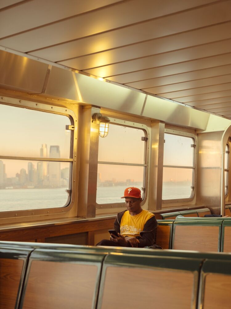 Man aboard the Staten Island ferry
