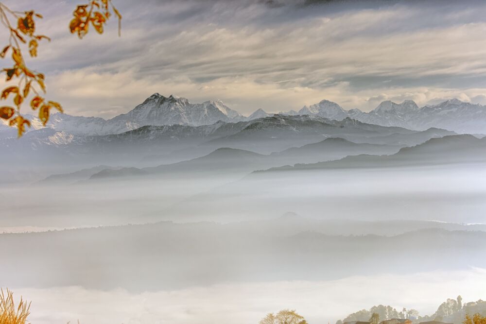 GAURISHANKAR ET LA CHAINE HIMALAYENNES VUE DE NAMO BUDDHA NEPAL