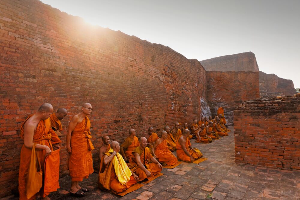 Moines Bouddhistes Nalanda Inde