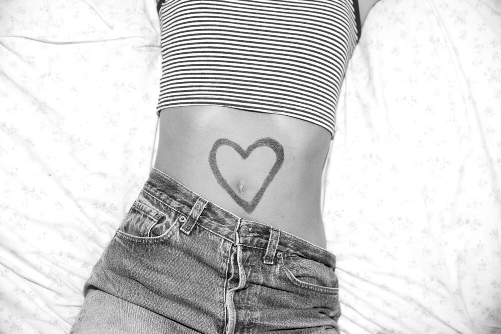 Heart on belly