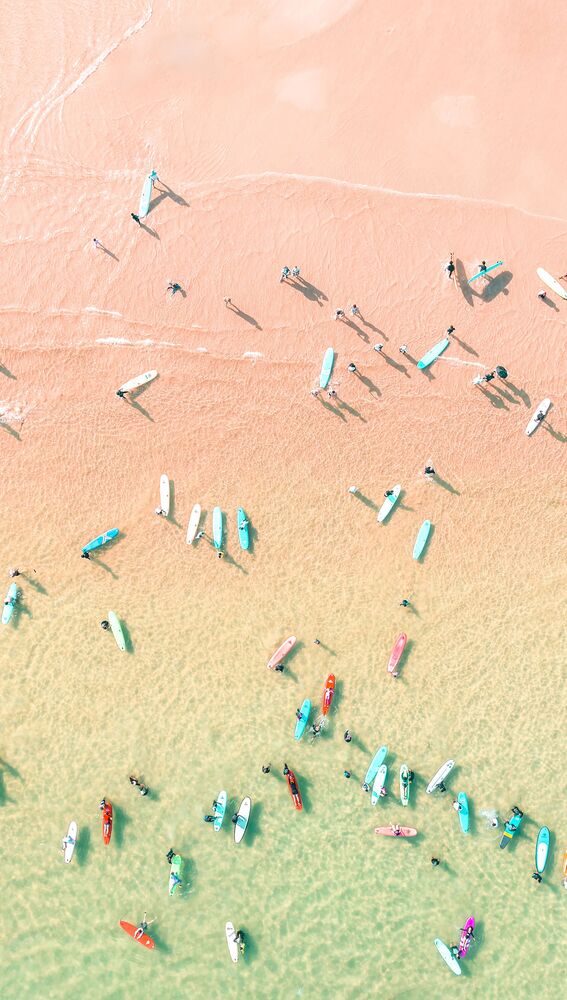 Surfers at the seaside