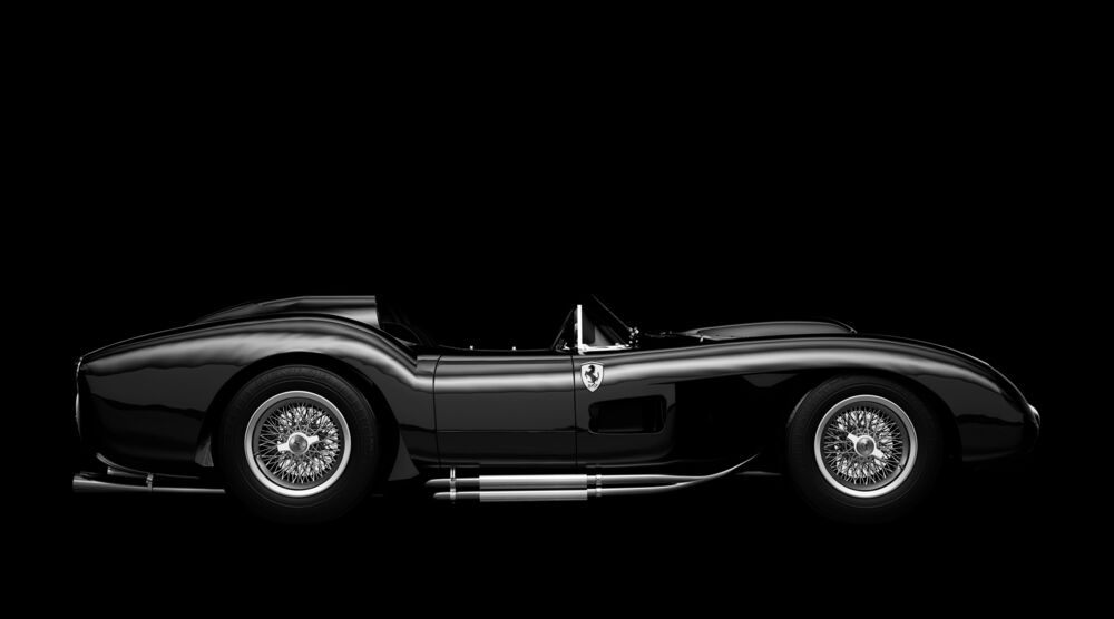 Black and white testarossa 1957