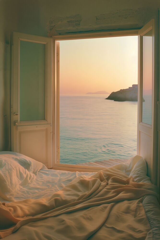 Bed with a view sunset